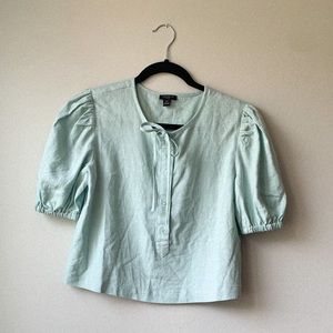 puffed sleeve mint top